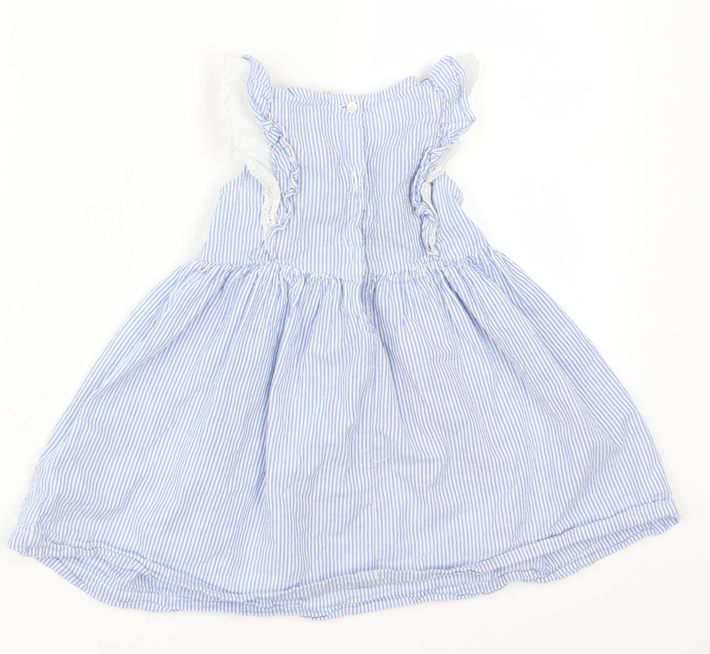 H&M Girls Blue Striped  Skater Dress  Size 2 Years