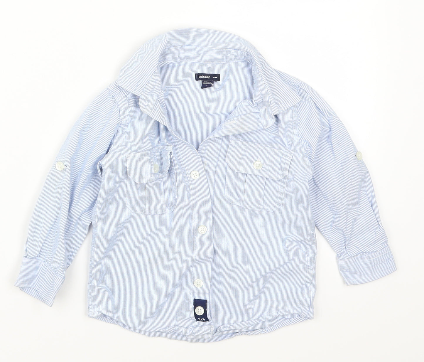 Gap Boys Blue Striped  Basic Button-Up Size 2 Years