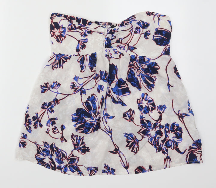 Warehouse Womens Blue Floral Basic Tank Size 14