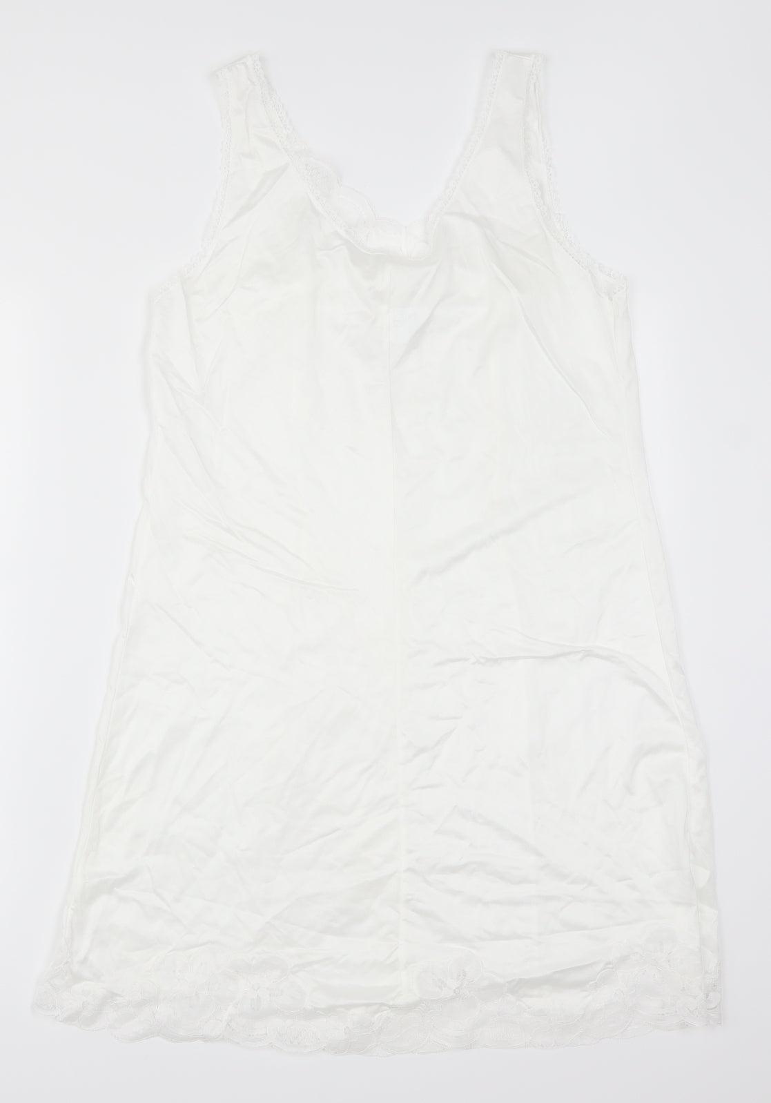Preworn Womens White Solid Lace Babydoll Dress Size 16