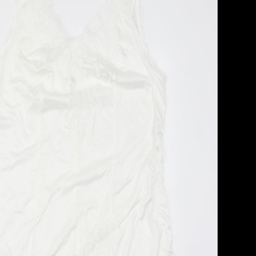 Preworn Womens White Solid Lace Babydoll Dress Size 16