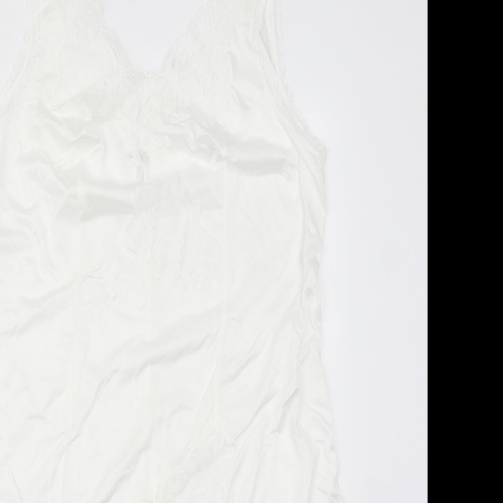 Preworn Womens White Solid Lace Babydoll Dress Size 16
