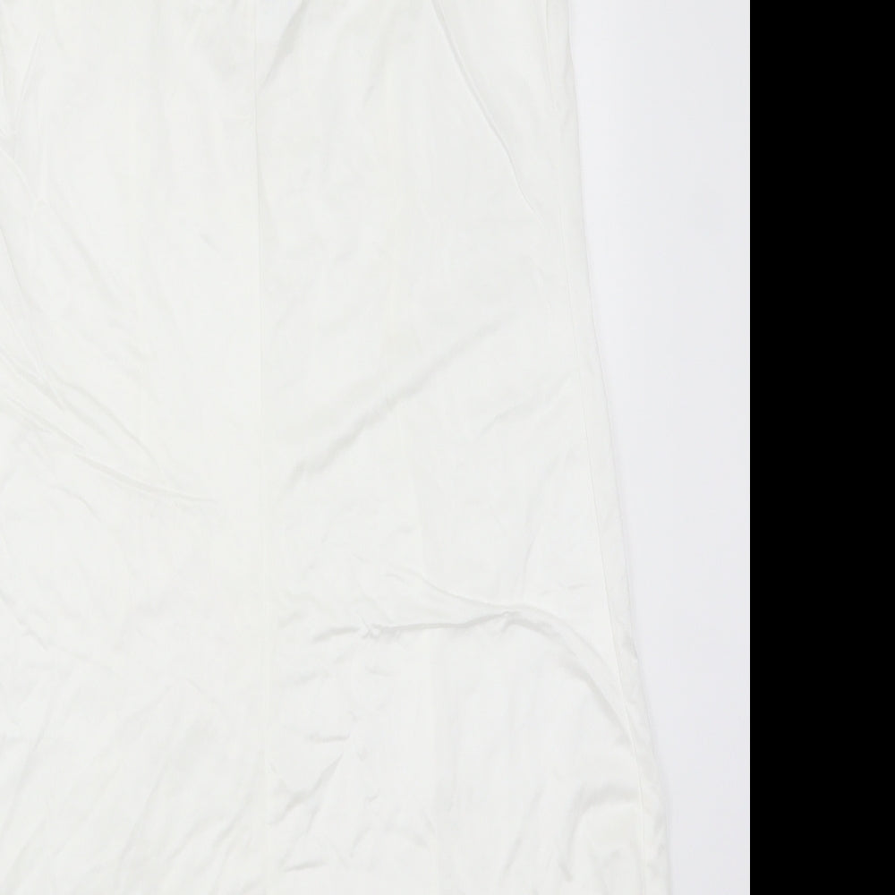 Preworn Womens White Solid Lace Babydoll Dress Size 16