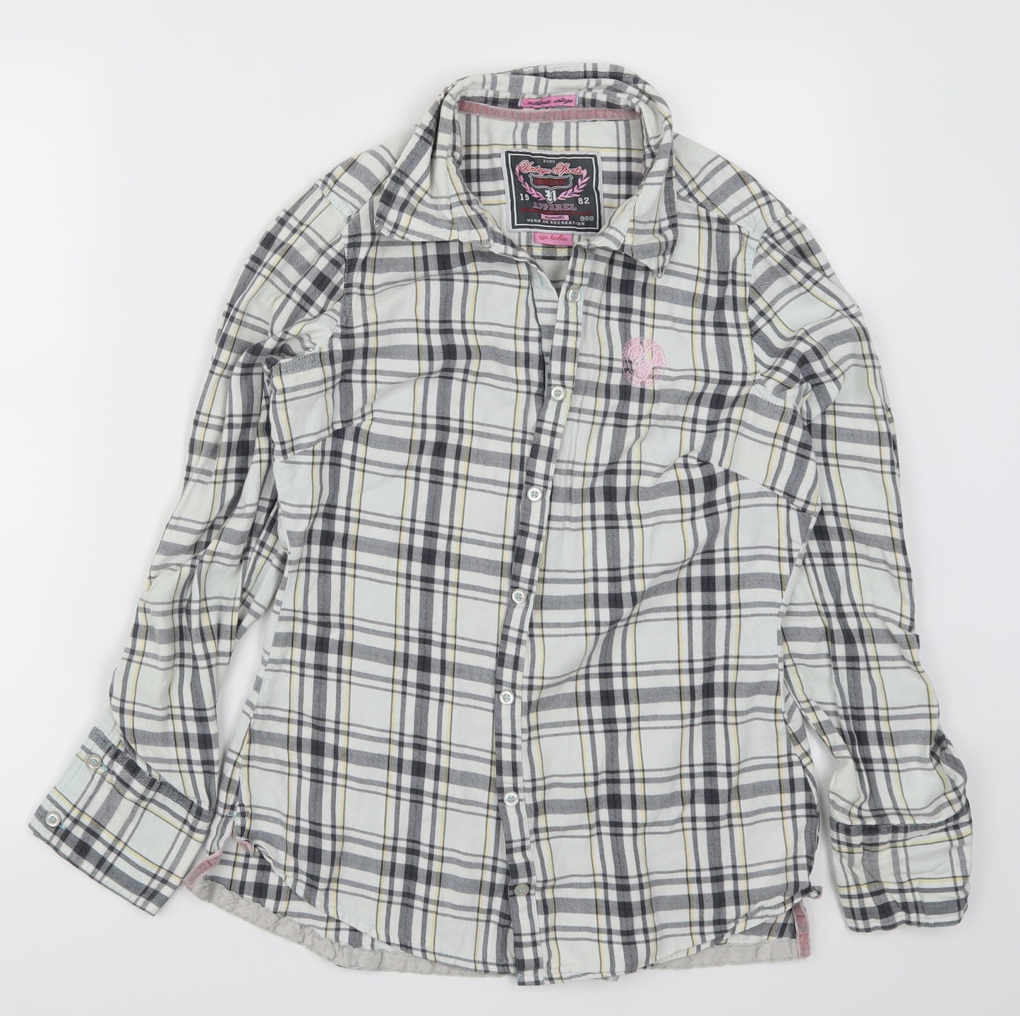 NEXT Womens Grey Check  Basic Button-Up Size 12
