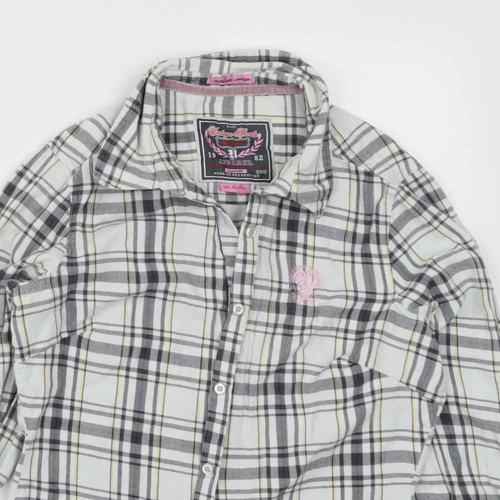 NEXT Womens Grey Check  Basic Button-Up Size 12
