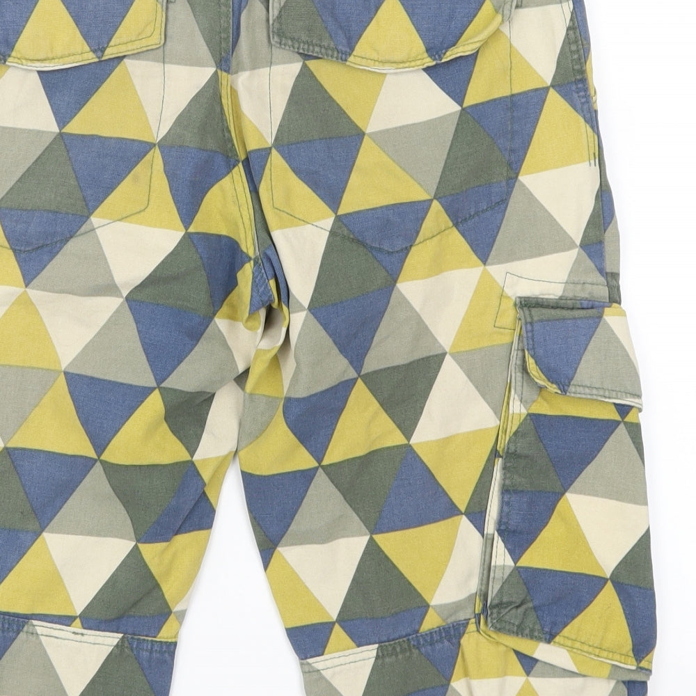 H&M Mens Green Geometric  Cropped Trousers Size 30  - Blue and Yellow