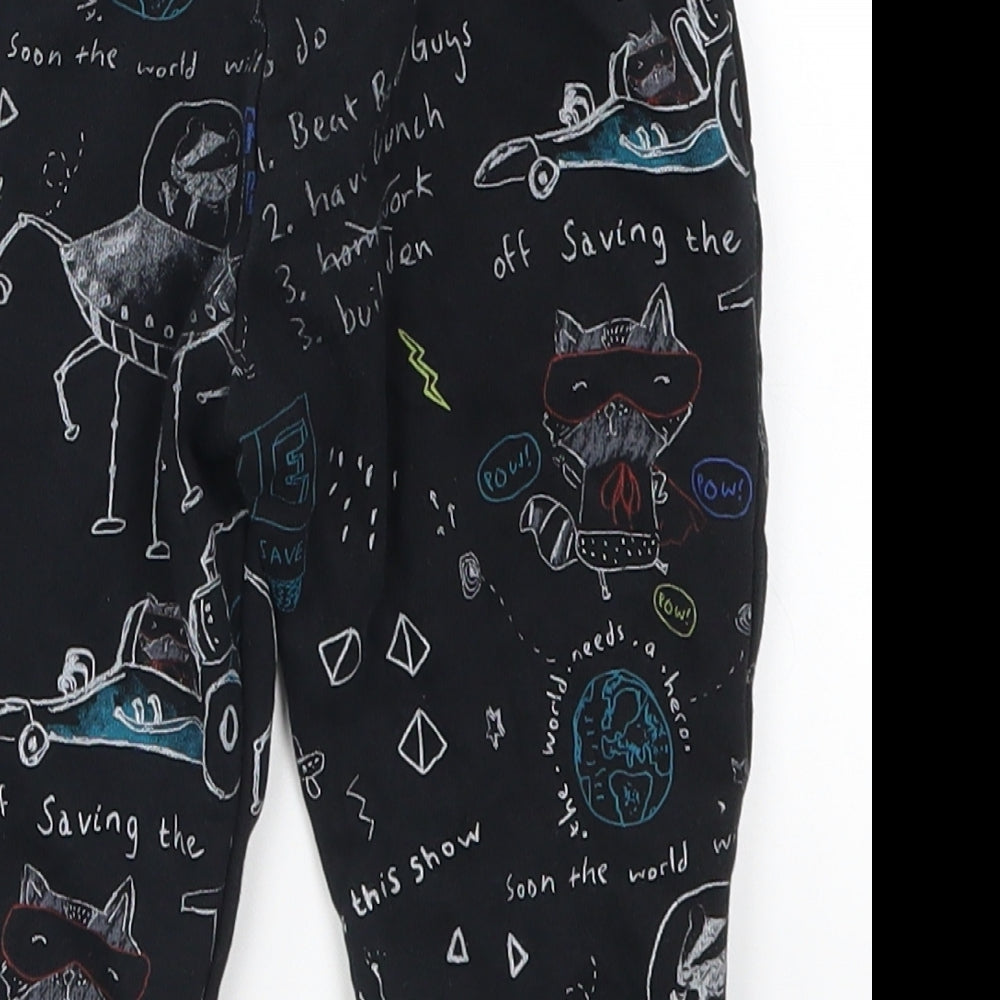 George Boys Black Geometric  Sweatpants Trousers Size 12-18 Months  - Space Animals