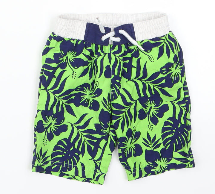 Mothercarew Boys Green Floral Cropped Trousers Size 18-24 Months