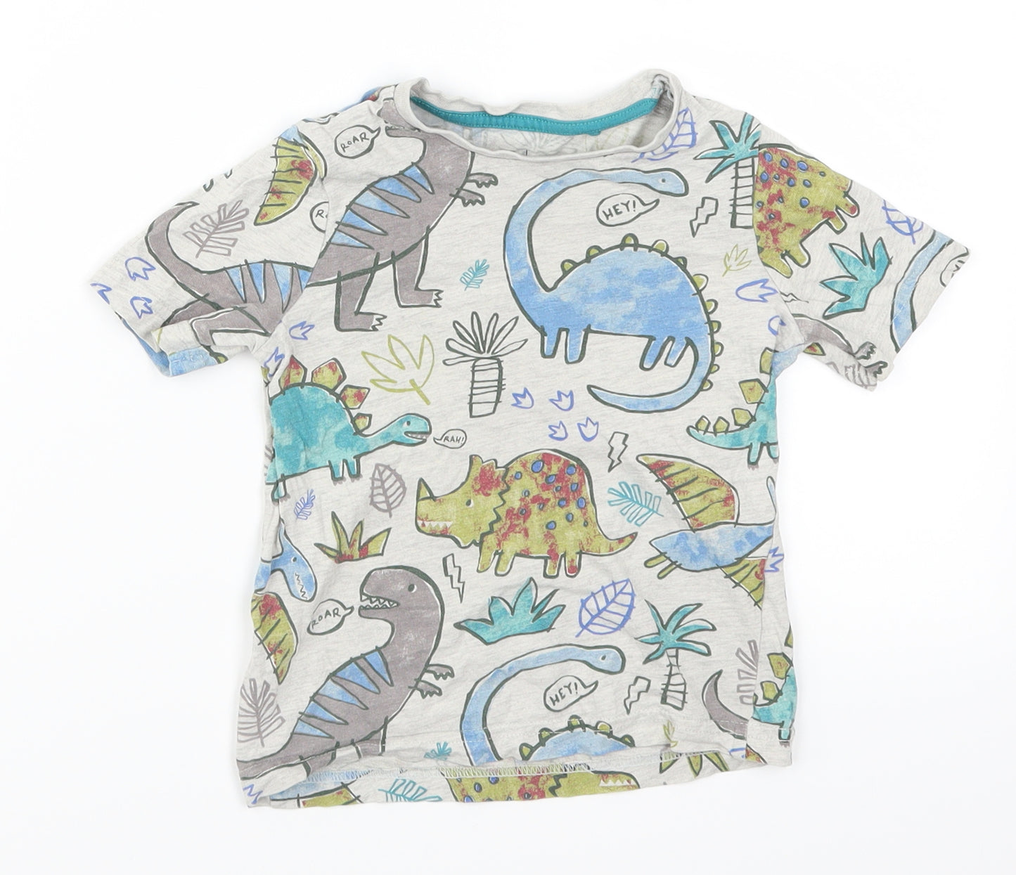TU Boys Grey   Basic T-Shirt Size 18-24 Months  - Dinosaurs