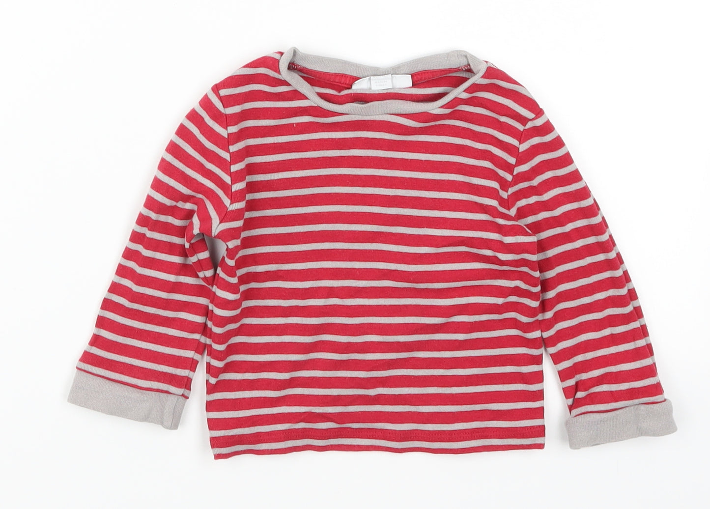 The Little White Company  Baby Red Striped  Basic T-Shirt Size 12-18 Months