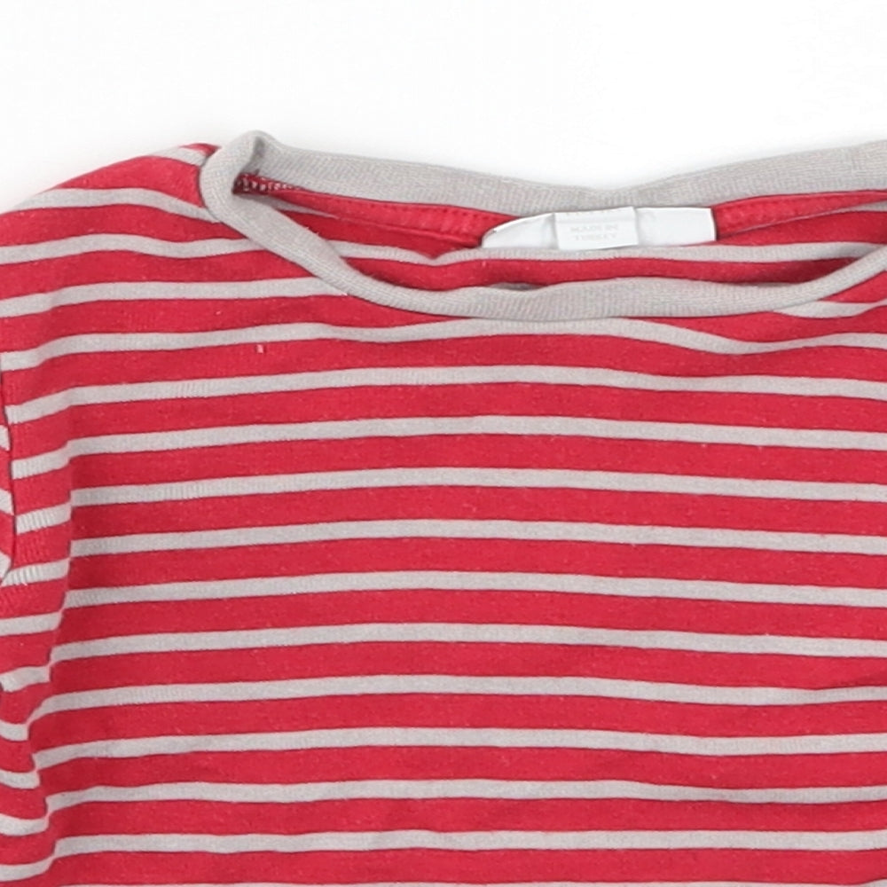The Little White Company  Baby Red Striped  Basic T-Shirt Size 12-18 Months