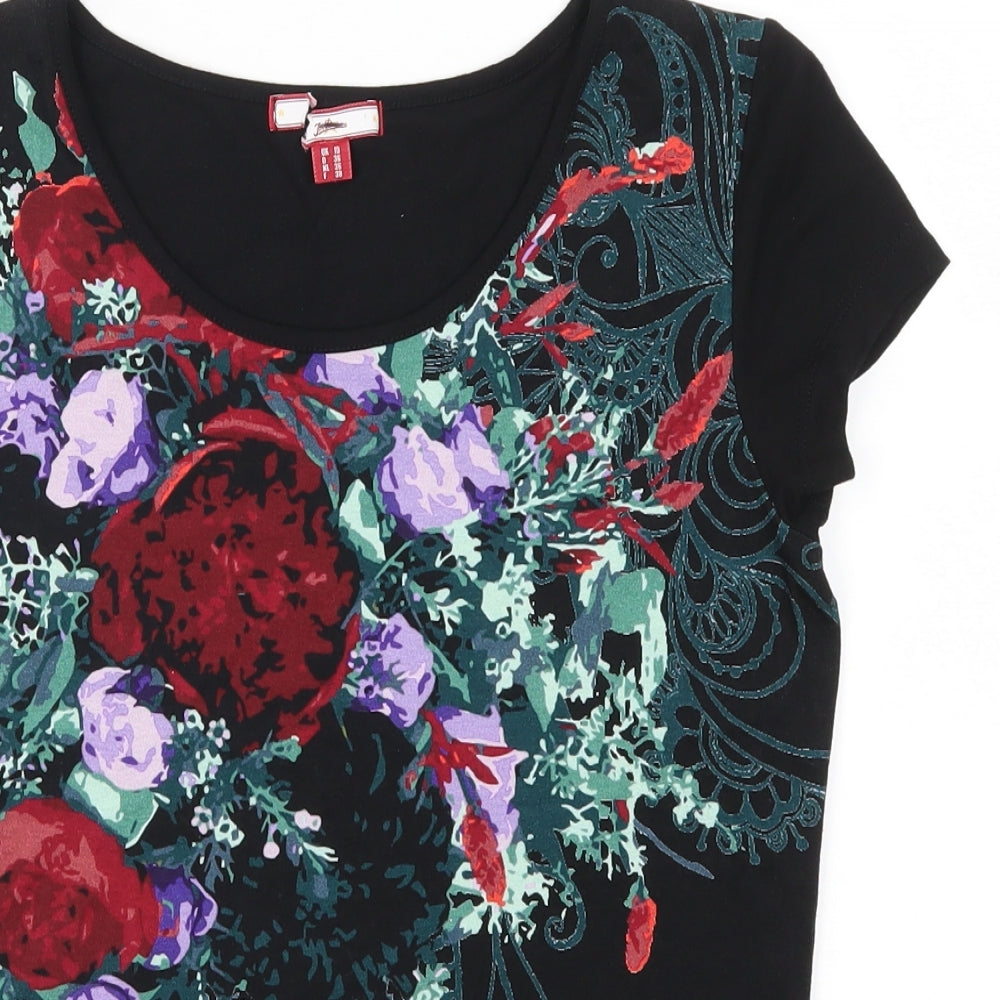 Joe Browns Womens Black Floral  Basic T-Shirt Size 10