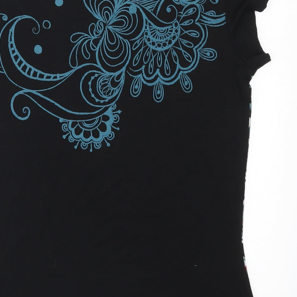 Joe Browns Womens Black Floral  Basic T-Shirt Size 10