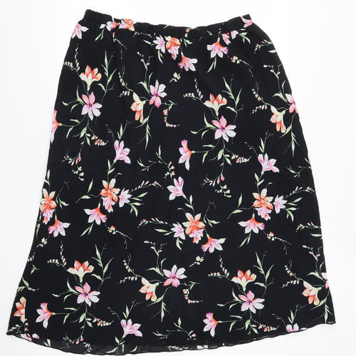 Roger Womens Black Floral  A-Line Skirt Size 42 in