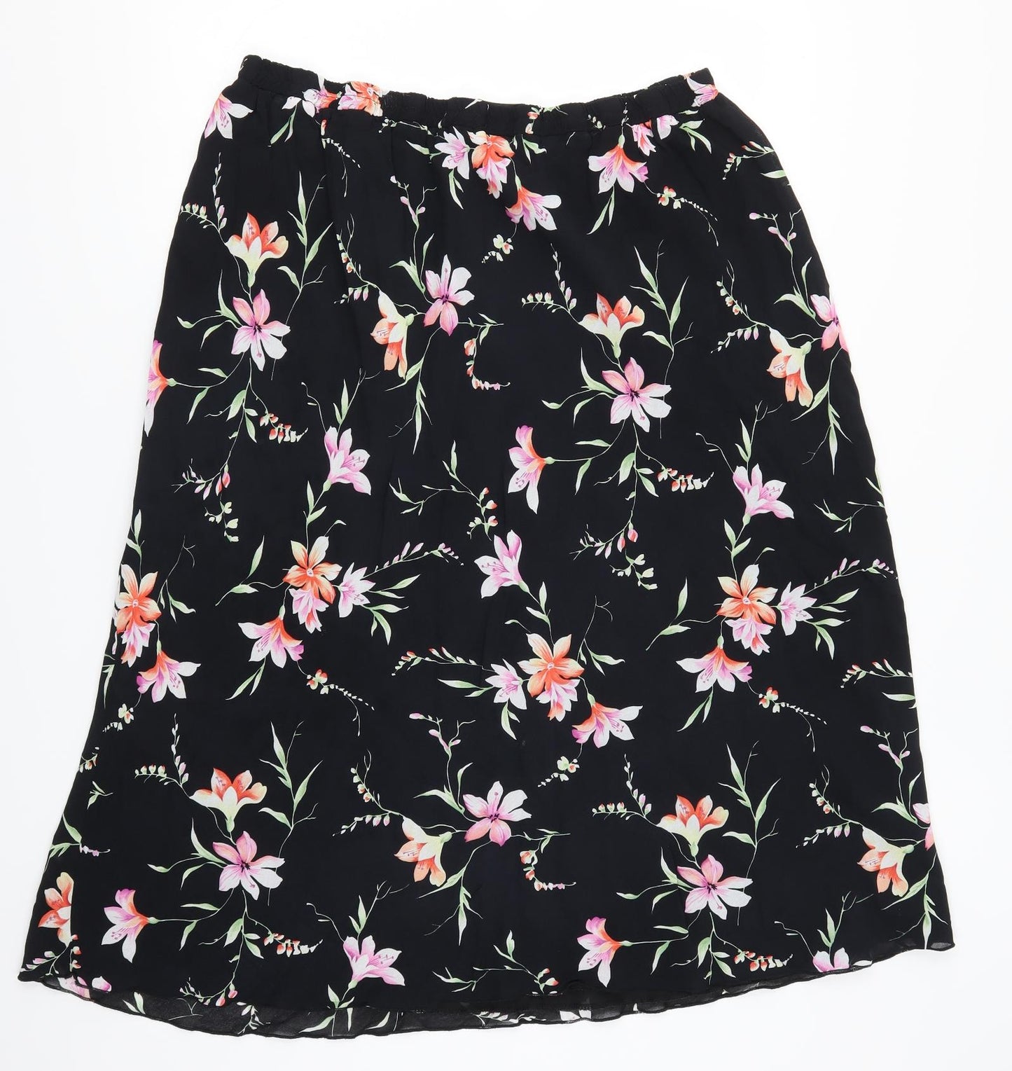 Roger Womens Black Floral  A-Line Skirt Size 42 in