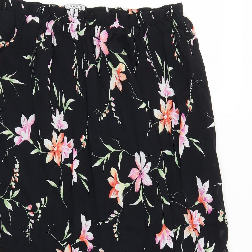 Roger Womens Black Floral  A-Line Skirt Size 42 in