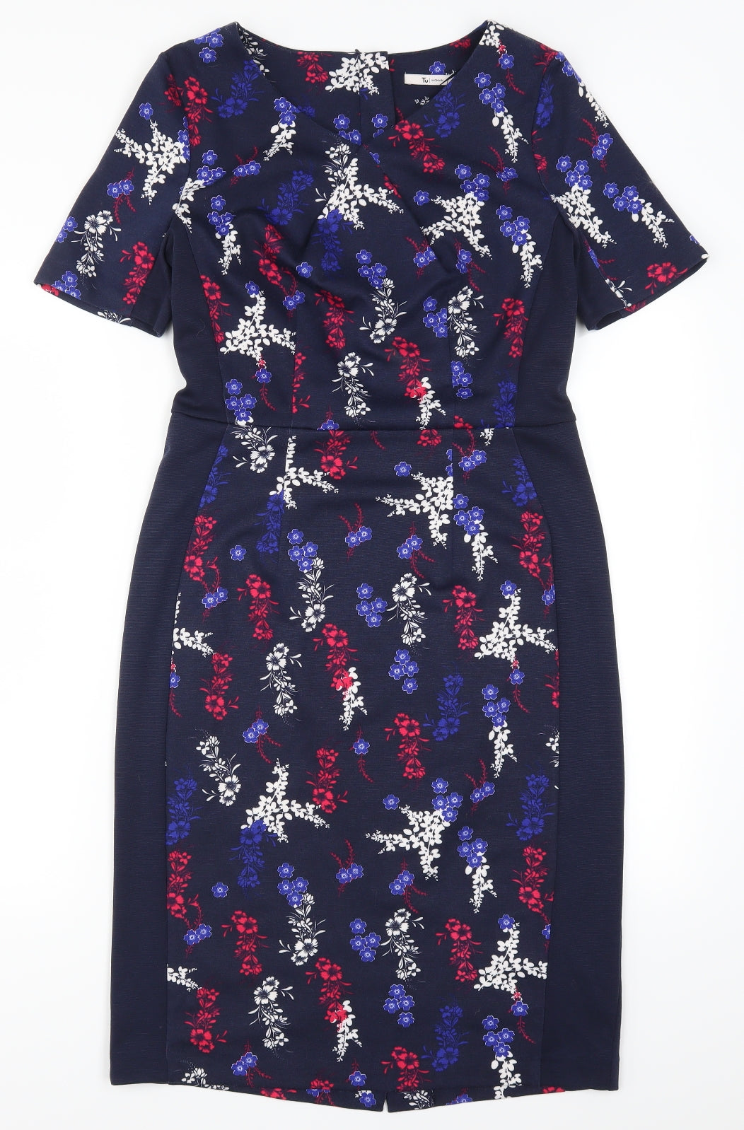TU Womens Blue Floral  Pencil Dress  Size 12
