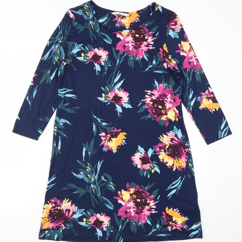 TU Womens Blue Floral  T-Shirt Dress  Size 12  - Pink and Yellow Flowers