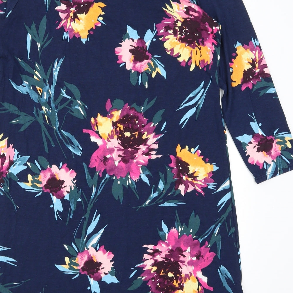 TU Womens Blue Floral  T-Shirt Dress  Size 12  - Pink and Yellow Flowers
