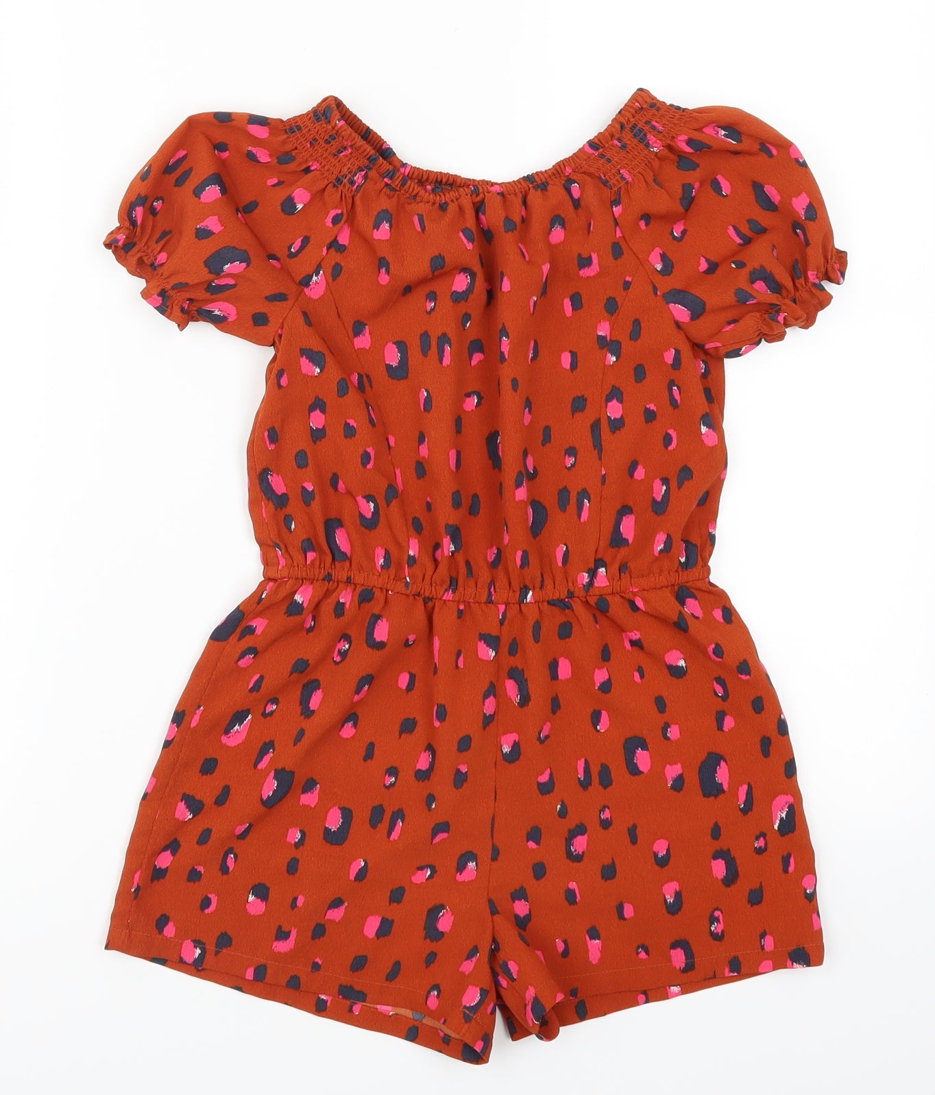 NEXT Girls Brown Animal Print  Playsuit One-Piece Size 6 Years