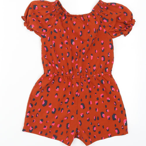 NEXT Girls Brown Animal Print  Playsuit One-Piece Size 6 Years