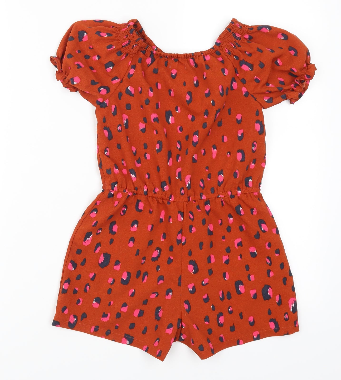 NEXT Girls Brown Animal Print  Playsuit One-Piece Size 6 Years
