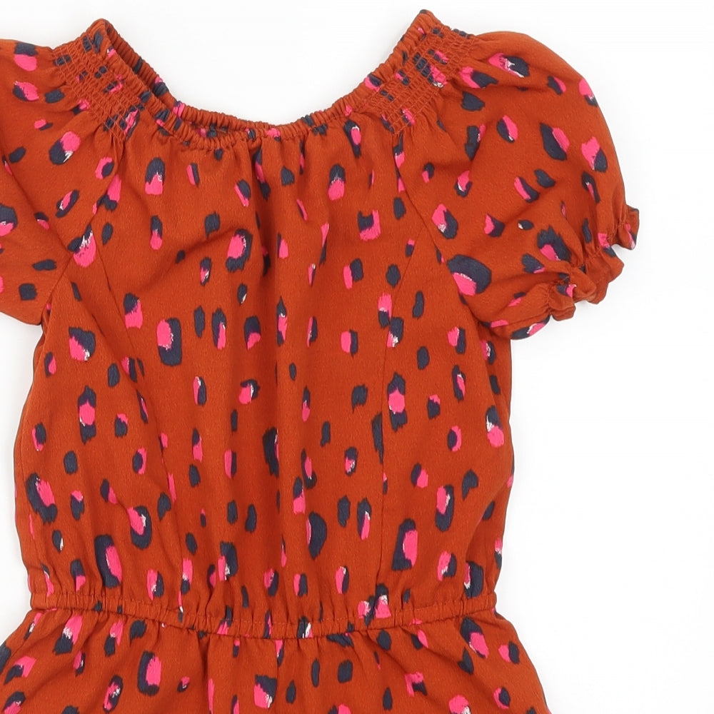 NEXT Girls Brown Animal Print  Playsuit One-Piece Size 6 Years