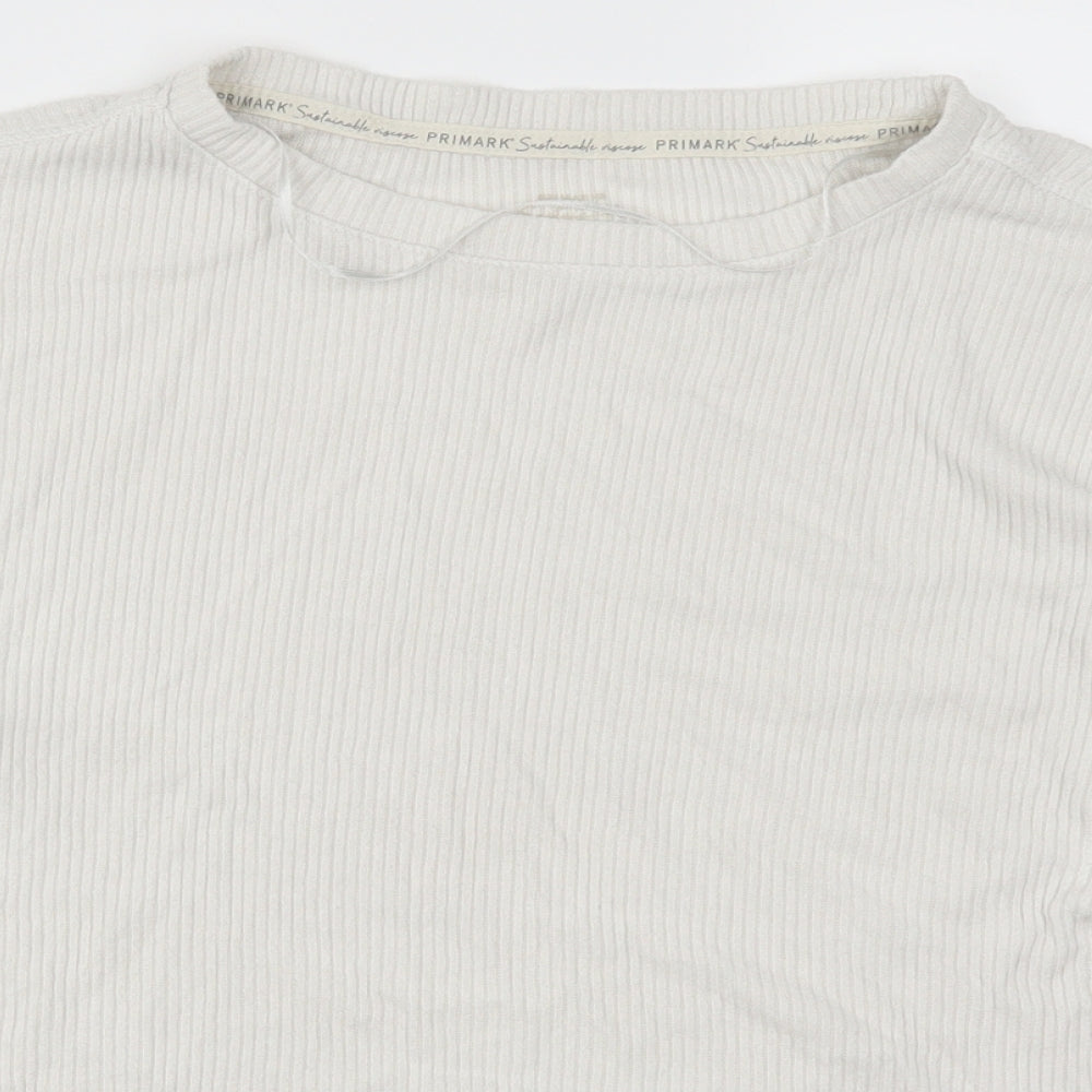 Primark Womens White Solid  Top Pyjama Top Size 12