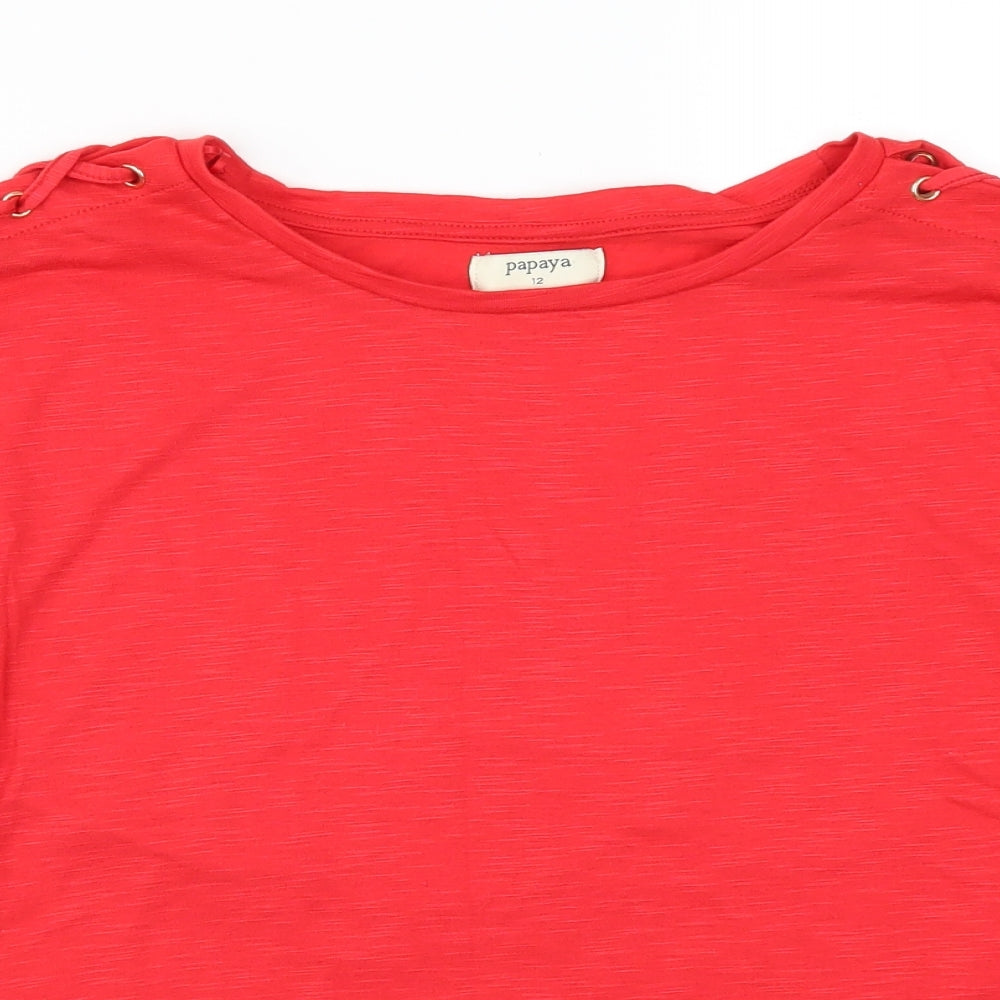 Papaya Womens Red   Basic T-Shirt Size 12