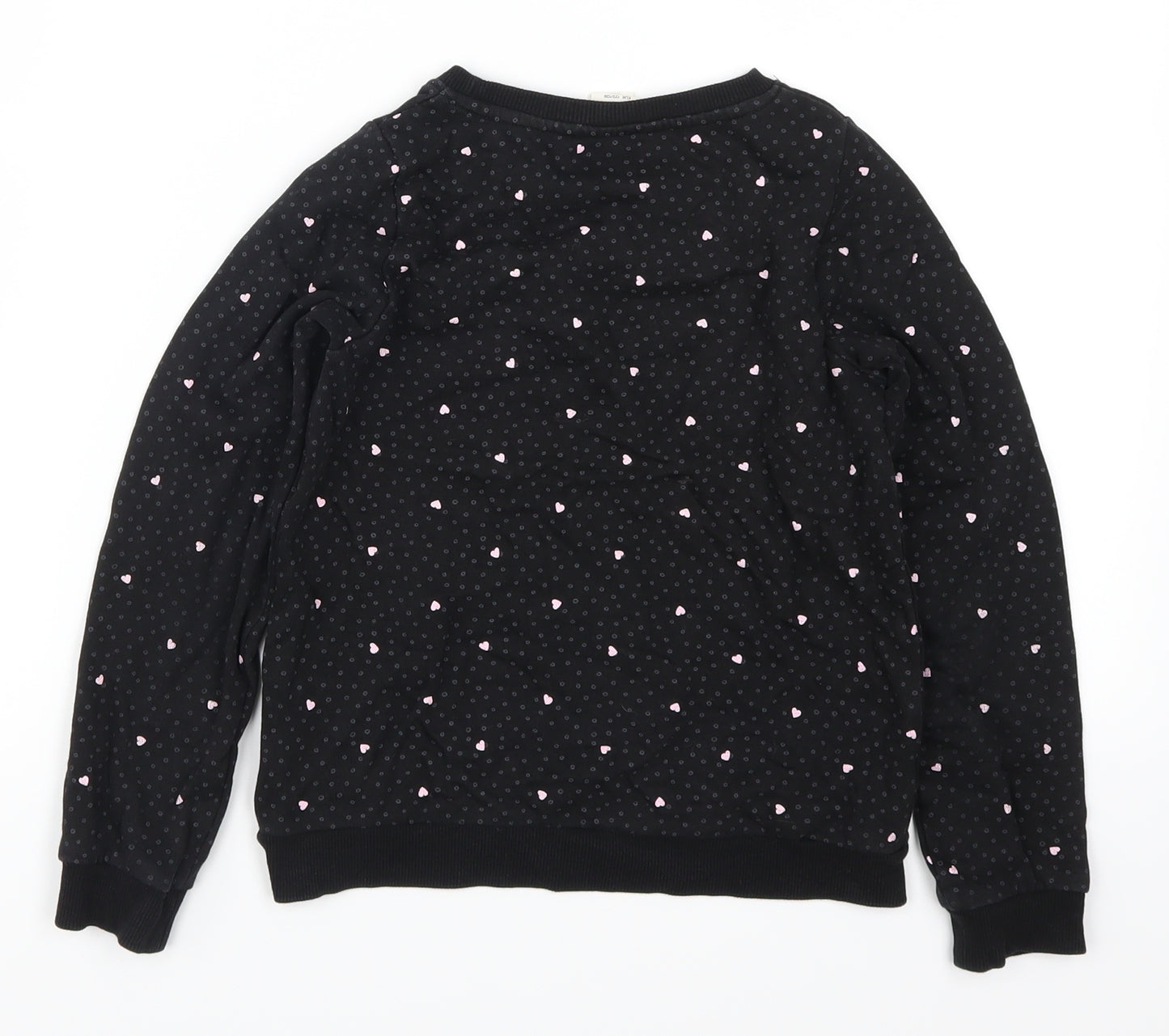 H&M Girls Black Geometric  Pullover Sweatshirt Size 7-8 Years  - Love Hearts