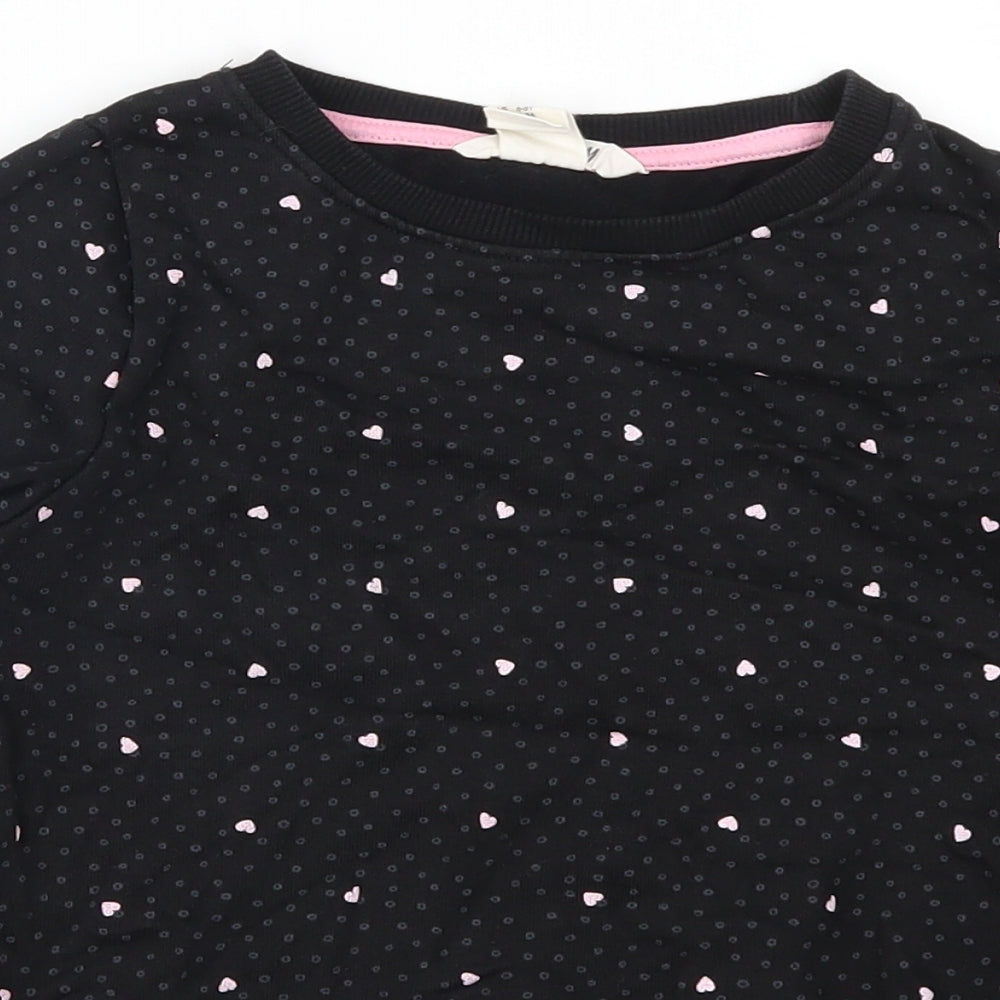 H&M Girls Black Geometric  Pullover Sweatshirt Size 7-8 Years  - Love Hearts
