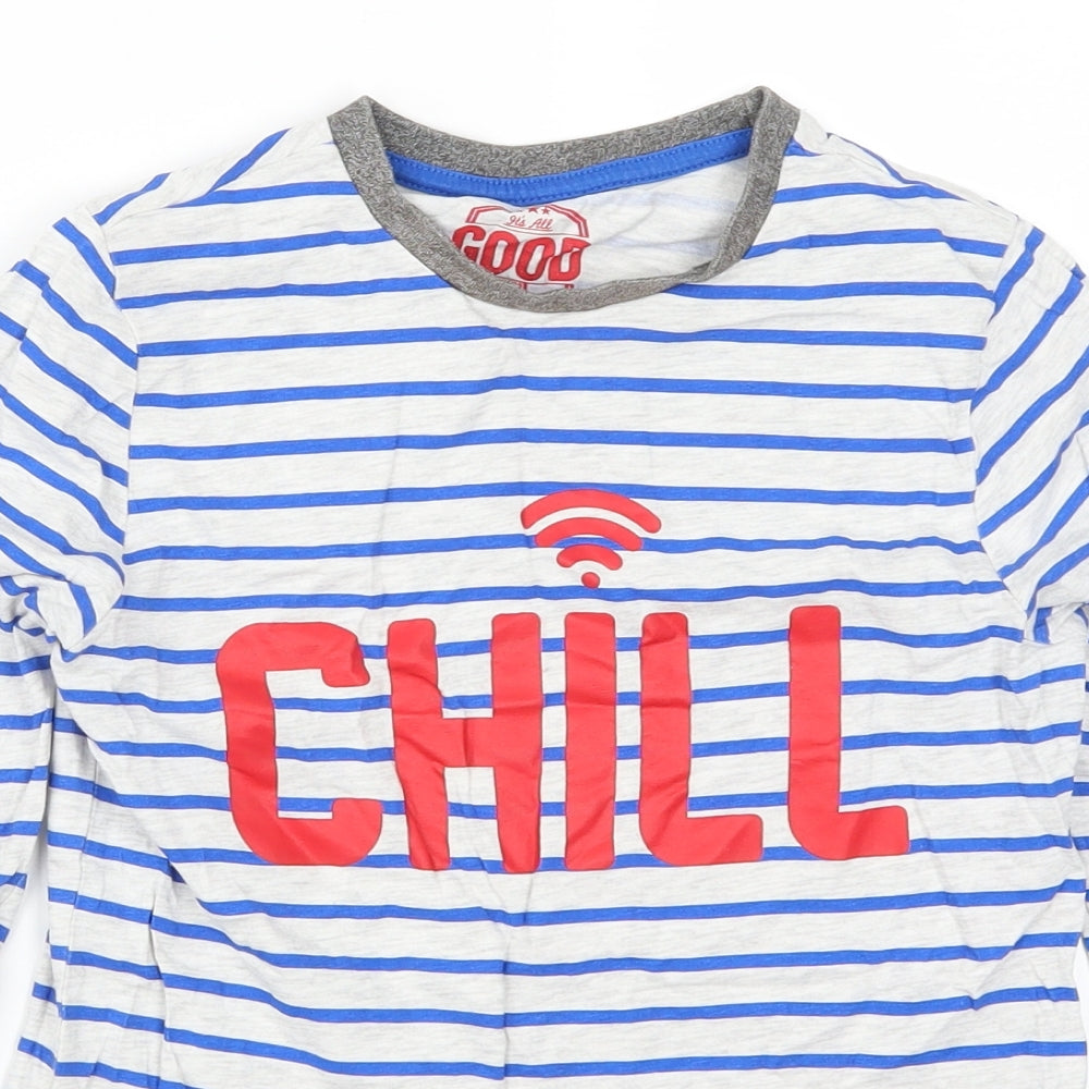 F&F Boys Blue Striped  Basic T-Shirt Size 9-10 Years  - Chill