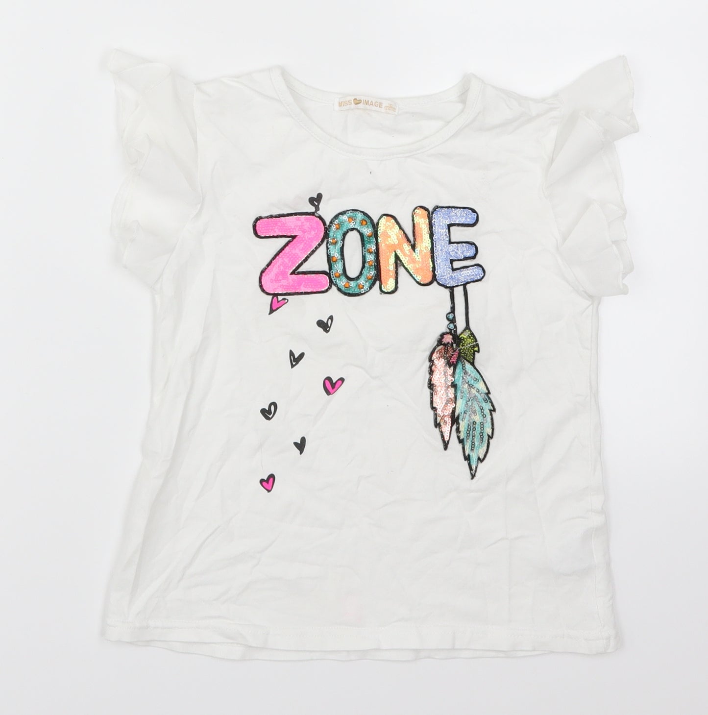 Miss Image Girls White   Basic T-Shirt Size 10 Years  - Zone