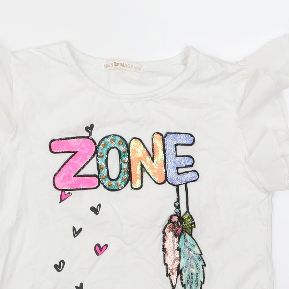 Miss Image Girls White   Basic T-Shirt Size 10 Years  - Zone