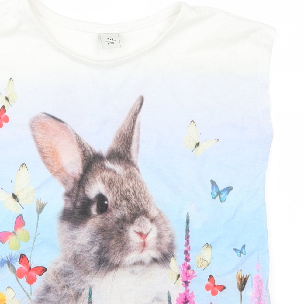 TU Girls Multicoloured Floral  Basic T-Shirt Size 7 Years  - Rabbit