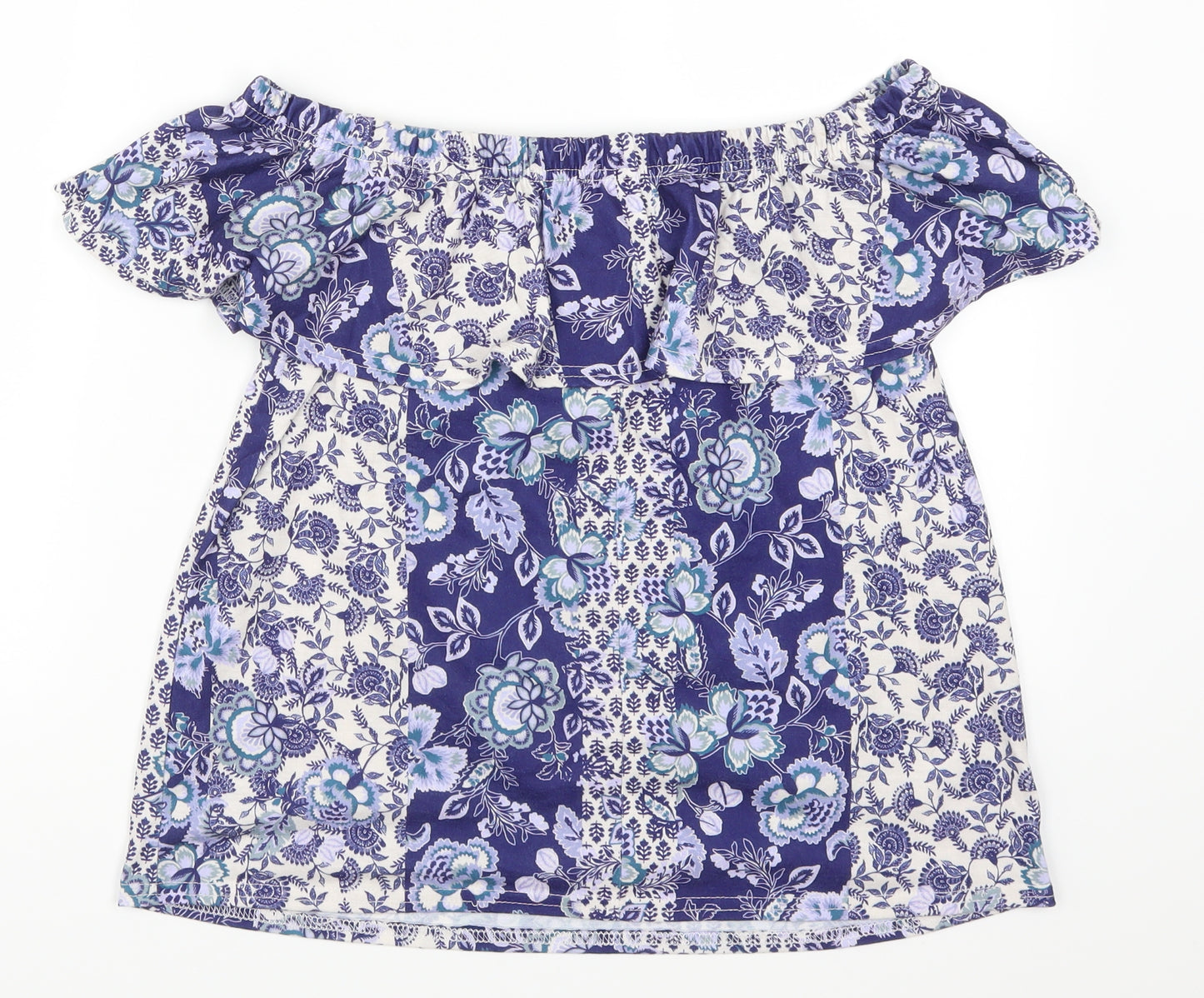 Select Womens Blue Floral  Basic T-Shirt Size 16