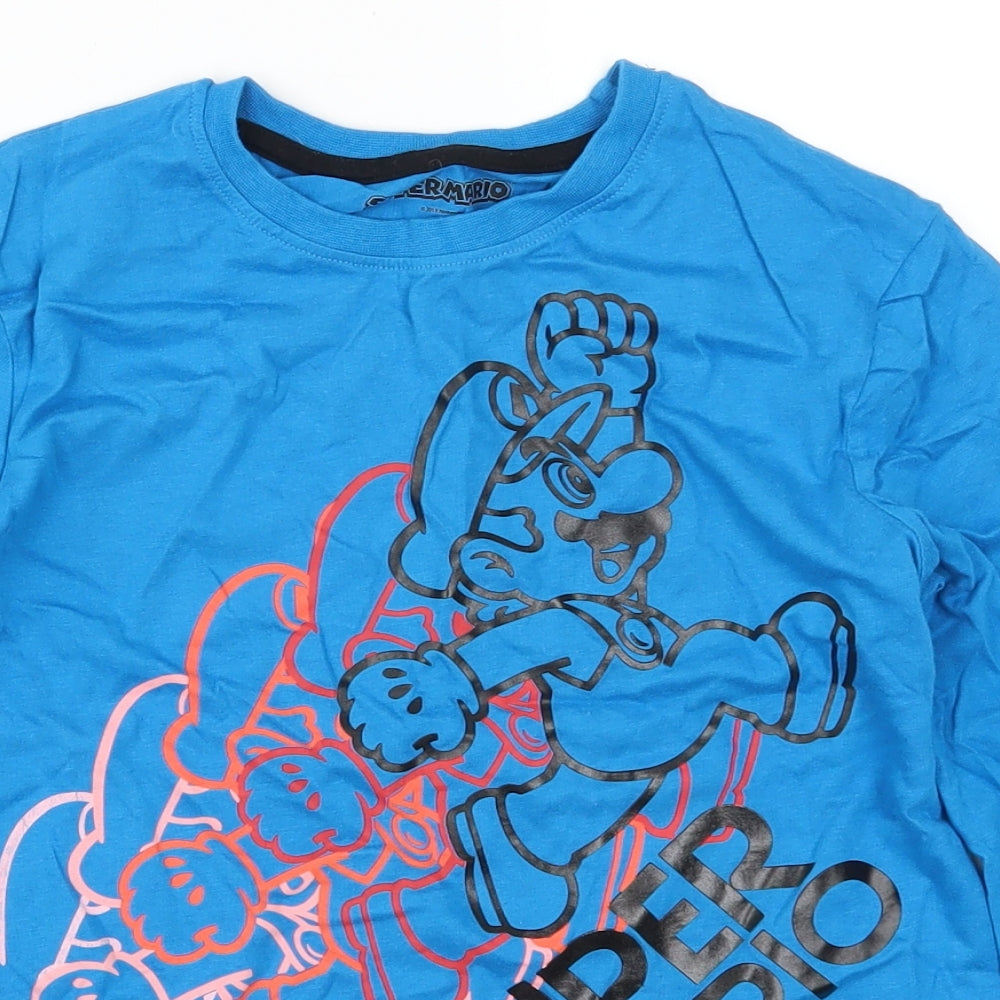 George Boys Blue   Basic T-Shirt Size 10-11 Years  - Super Mario