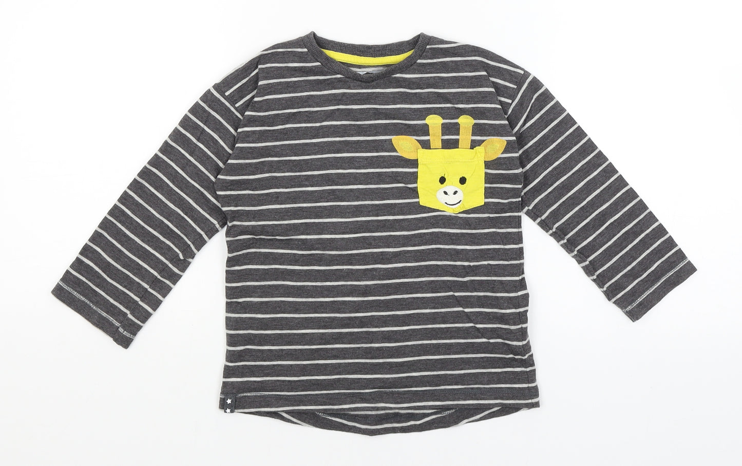 NEXT Boys Grey Striped  Basic T-Shirt Size 2-3 Years  - Giraffe