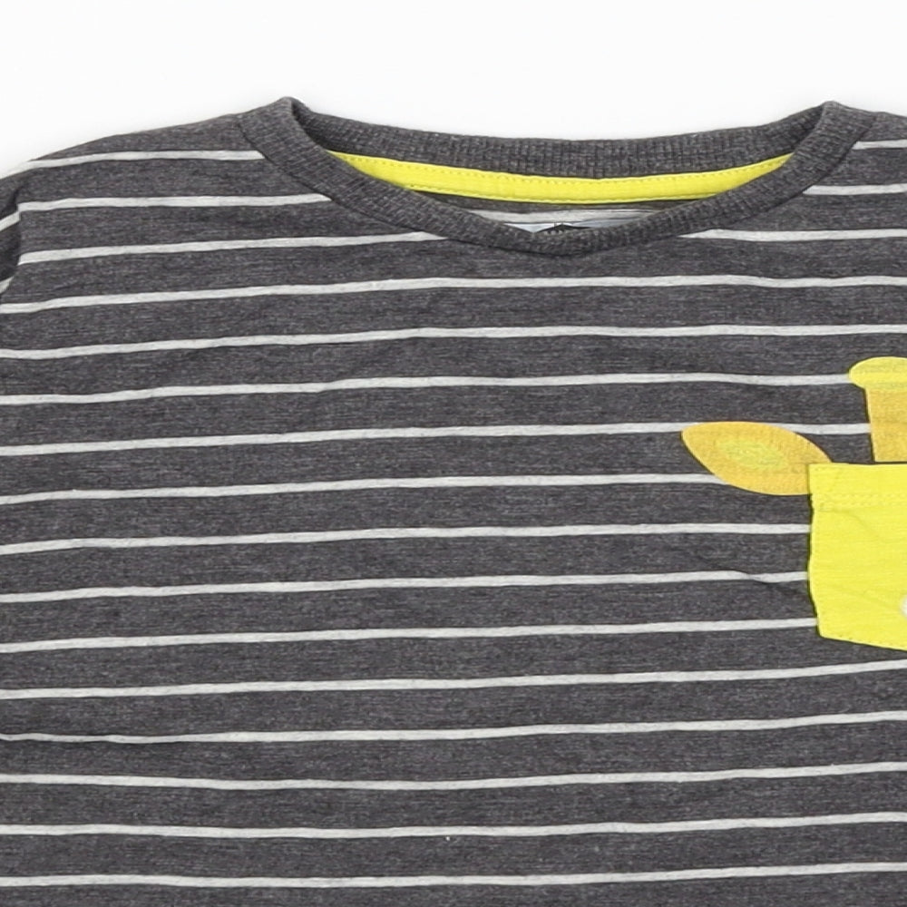 NEXT Boys Grey Striped  Basic T-Shirt Size 2-3 Years  - Giraffe