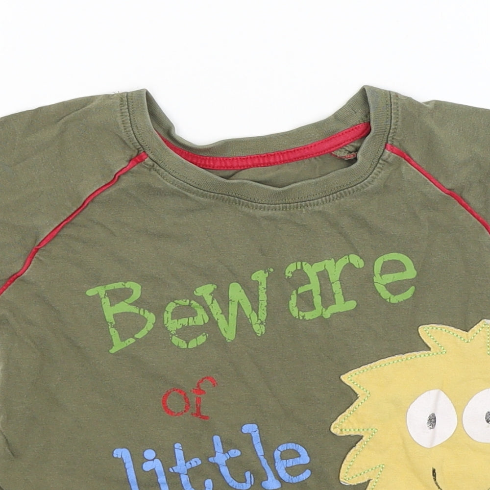Matalan Boys Green   Basic T-Shirt Size 3-4 Years  - Beware of little monsters