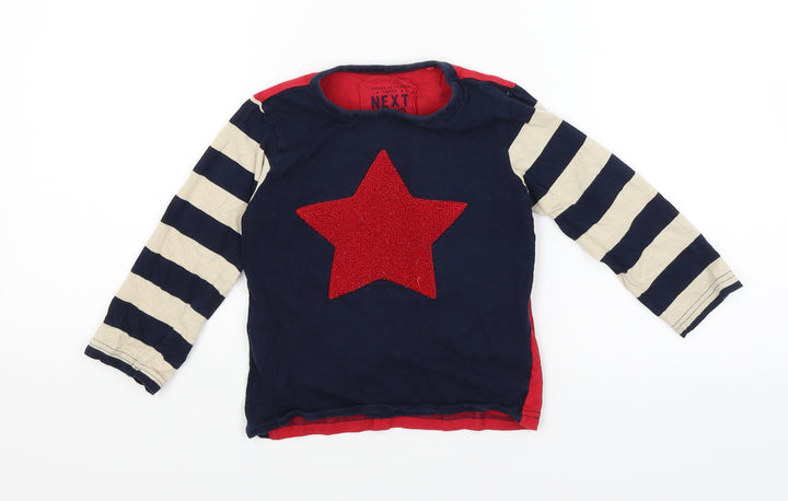 NEXT Boys Blue Striped Basic T-Shirt Size 2-3 Years