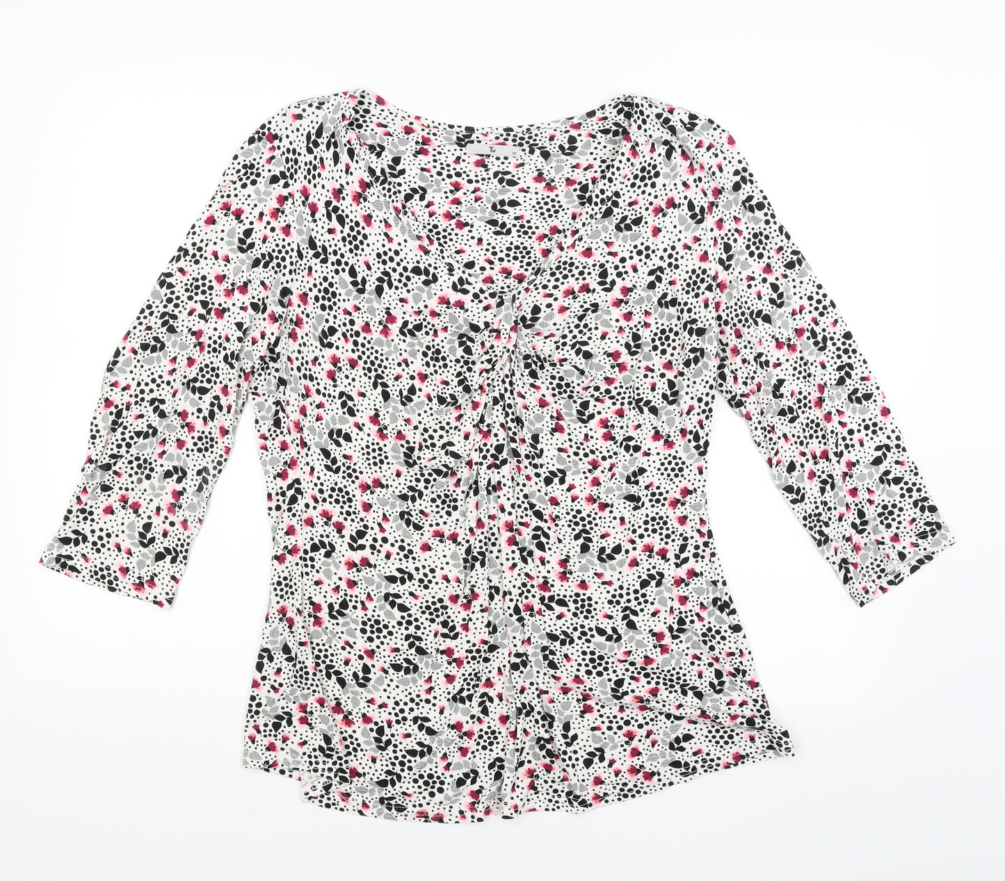 TU Womens White Floral  Basic T-Shirt Size 20