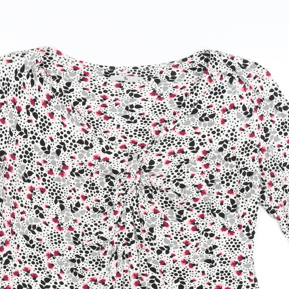 TU Womens White Floral  Basic T-Shirt Size 20