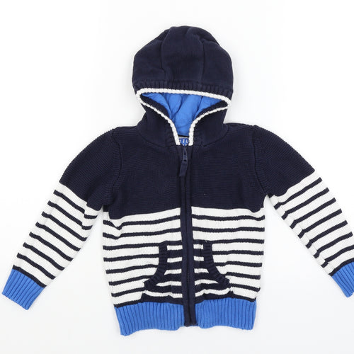 TU Baby Blue Striped  Full Zip Jumper Size 18-24 Months