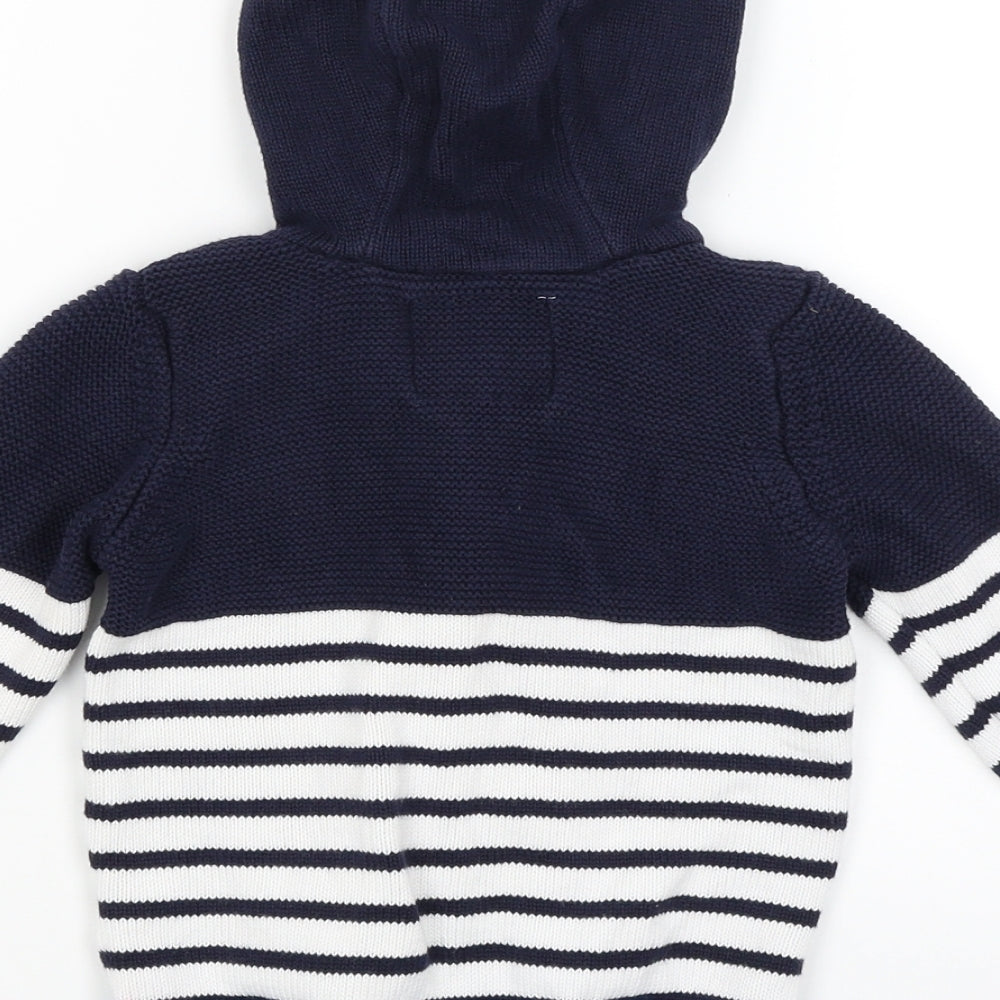 TU Baby Blue Striped  Full Zip Jumper Size 18-24 Months