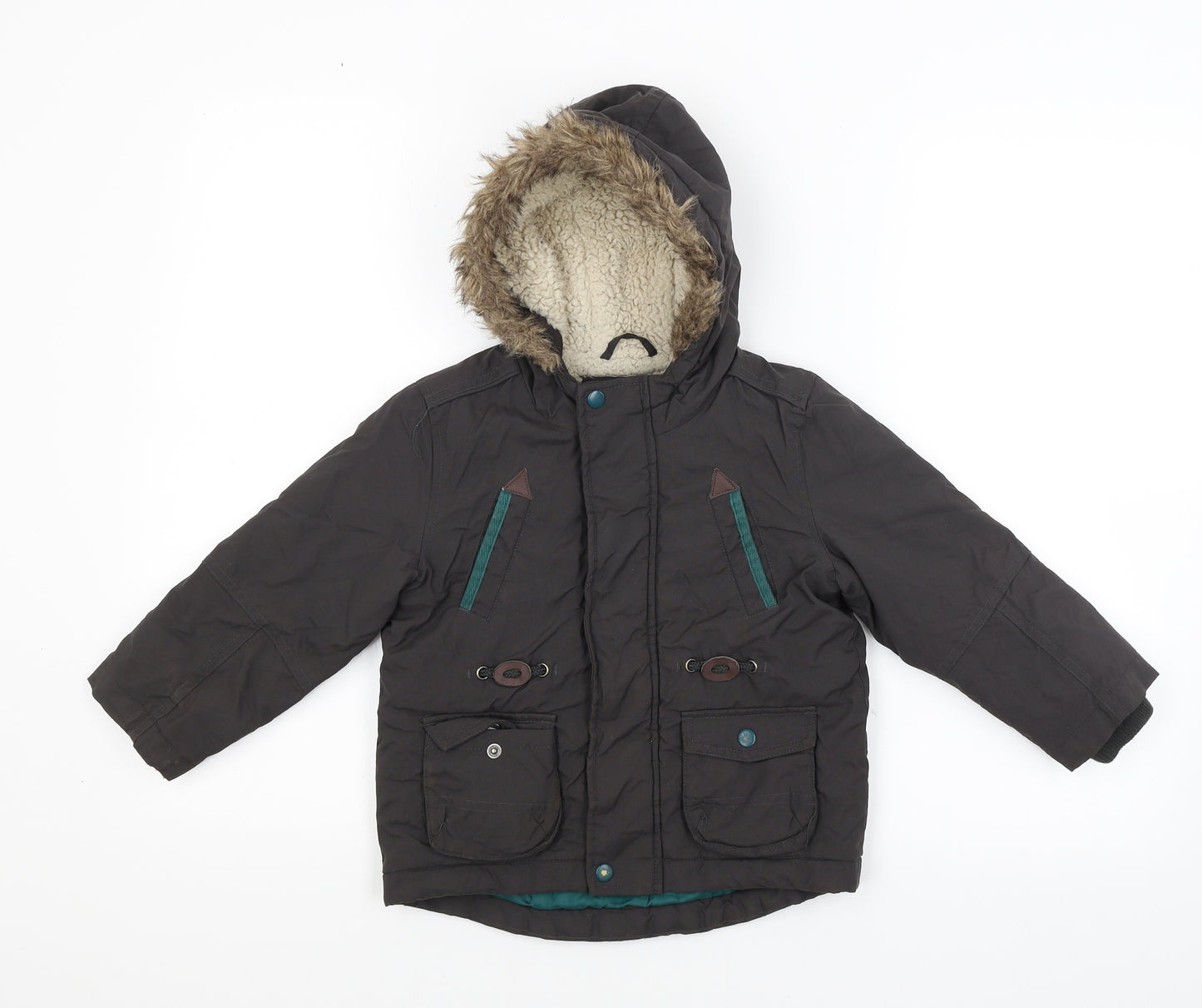 TU Boys Black   Parka Coat Size 3-4 Years