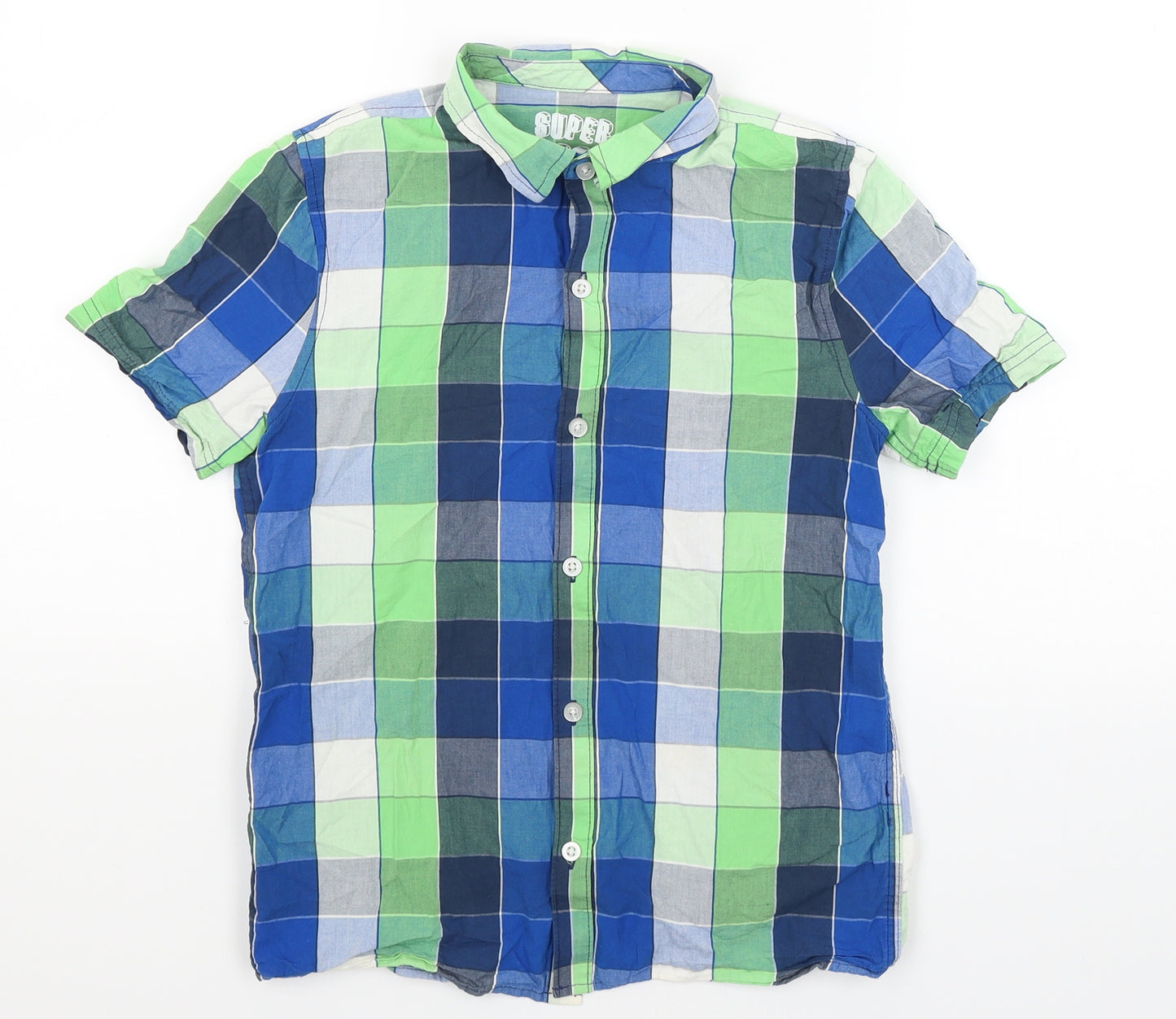 F&F Boys Green Check  Basic Button-Up Size 10-11 Years
