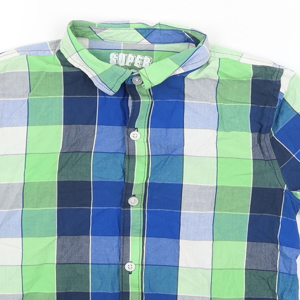 F&F Boys Green Check  Basic Button-Up Size 10-11 Years