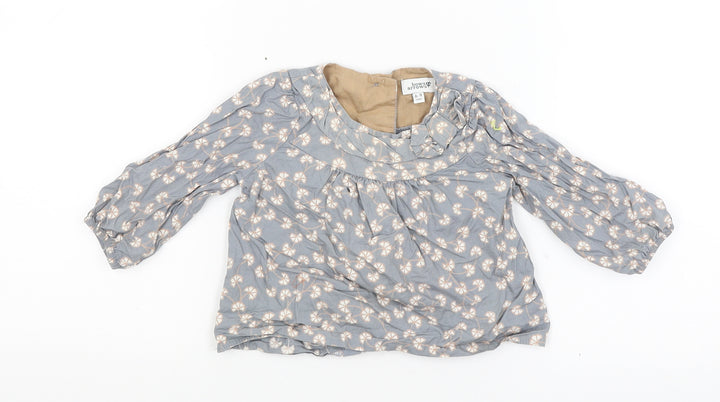 Mini Club Baby Grey Floral Basic Blouse Size 6-9 Months
