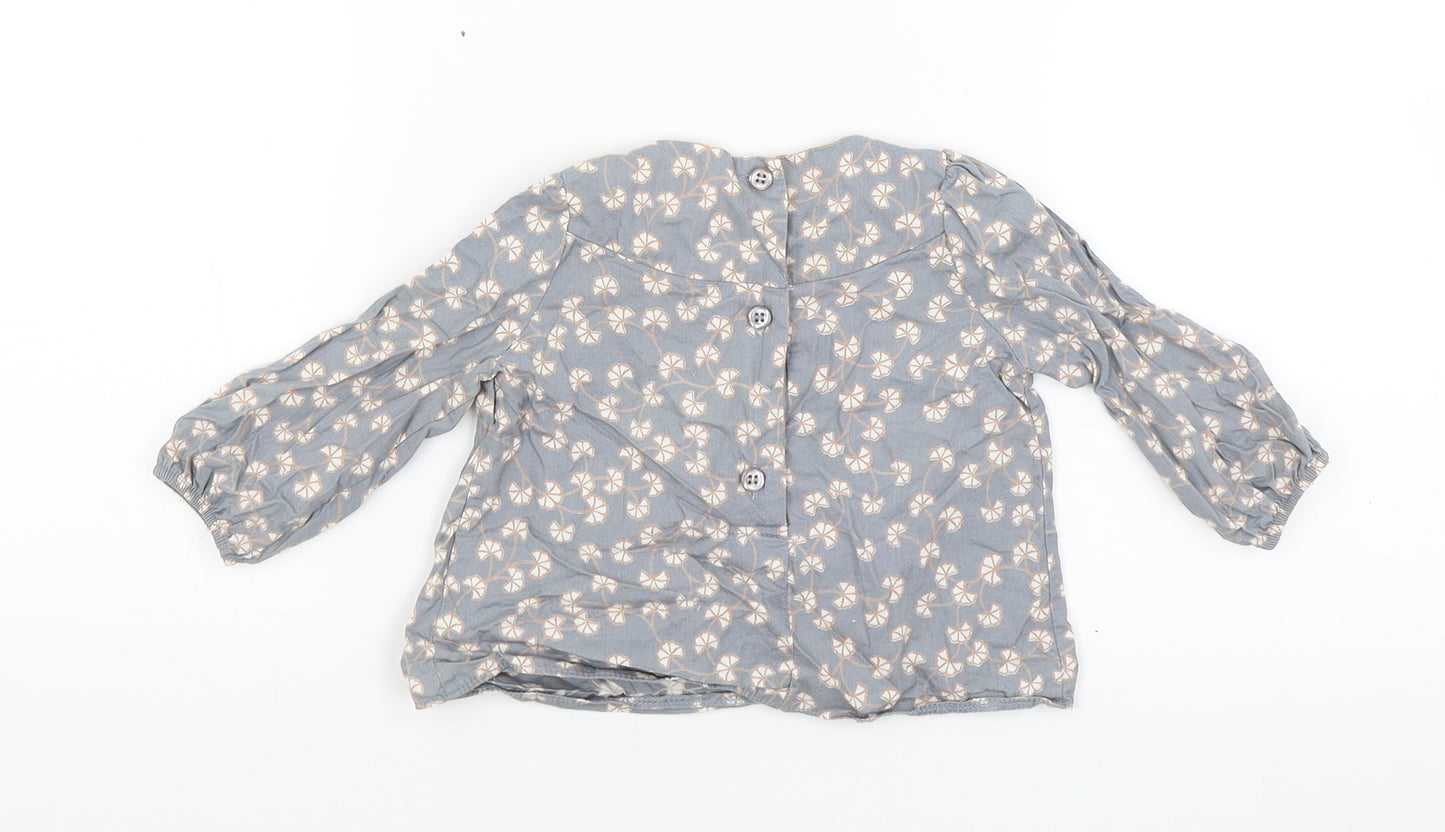 Mini Club Baby Grey Floral  Basic Blouse Size 6-9 Months